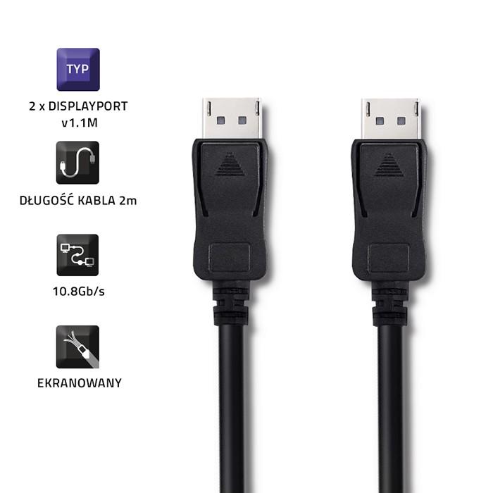 Qoltec DisplayPort v1.1 męski | DisplayPort v1.1 męski | 4K | 2m