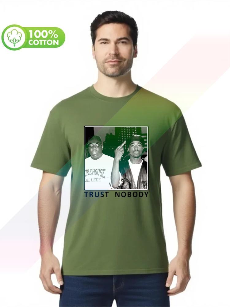 100% Cotton Round Neck Heavy Weight Men's T-shirt Tupac Biggie Trust Nobody T-shirt B.i.g 2pac Hip-hop S-xxxl Tops Tees