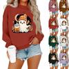 Women's Casual Fashion Round Neck Long Sleeve Halloween Printed Sweatshirt