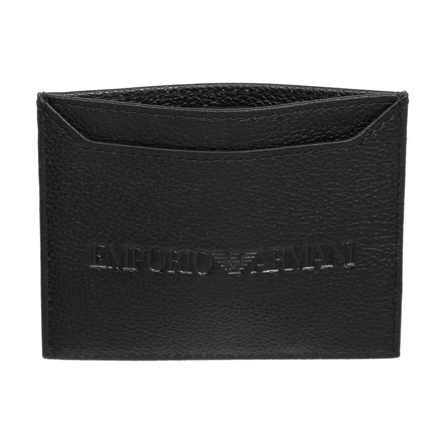 Emporio Armani Простая Кожаная Монетница с Отсеком для Карт, Складывающаяся, Логотип Бренда "Личи Зерно", Мужской Кошелек, Черный Y4R568-YQ13X-80648