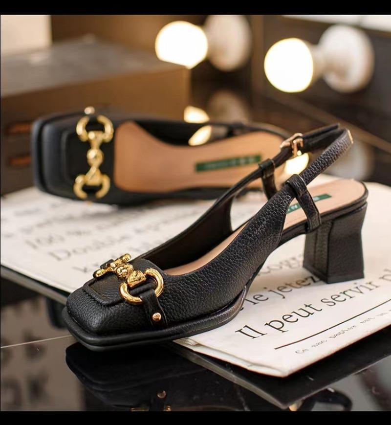 Модные женские босоножки на высоком каблуке, модные женские туфли-лодочки с открытой пяткой, на толстом каблуке, с квадратным носком, туфли Мэри Джейн, большой размер 43 Zapatillas De Mujer