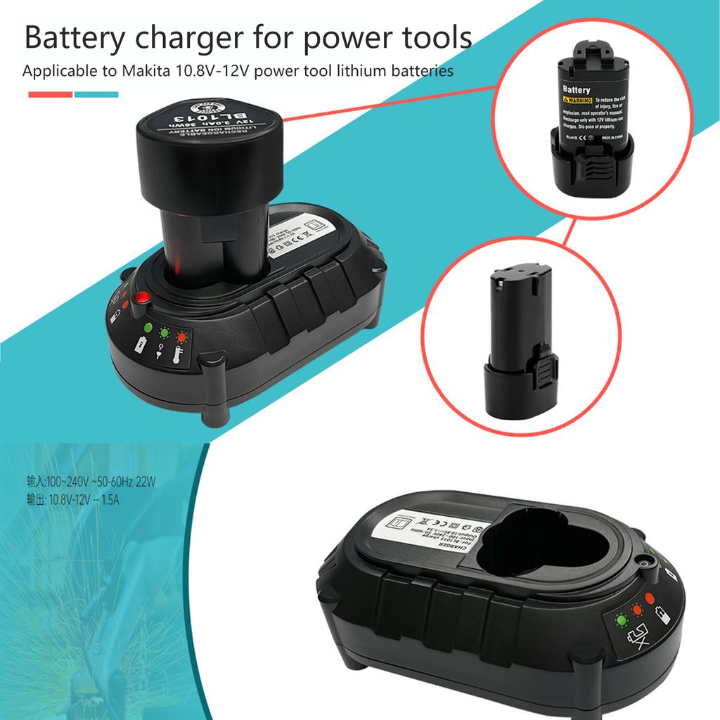 Подходит для Makita BL1013 DC10WA 10.8V Быстрое зарядное устройство для аккумулятора Литий-ионный аккумулятор Новый