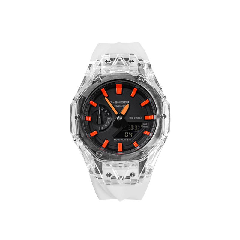 Casio Унисекс Жидкокристаллические, Аналогово-цифровые Двойной дисплей Серия 48,5 мм Черные часы GA-2100-1A1(Watch8--)