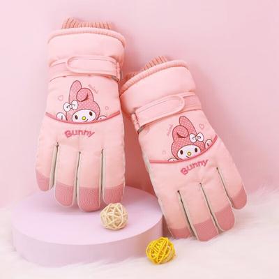 Children's Gloves, Cold-Resistant, for Ages 8 To 12, Fleece-Lined, Thickened, Cartoon Design, Skiing Warm Gloves, C3225