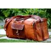 Men's Brown Genuine Goat Leather 24" Travel Luggage Duffle Gym Overnight Bag.