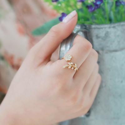 Модное темпераментное кольцо с бриллиантами и витыми листьями Ruyi, кольцо с цветком, женское кольцо на указательном пальце