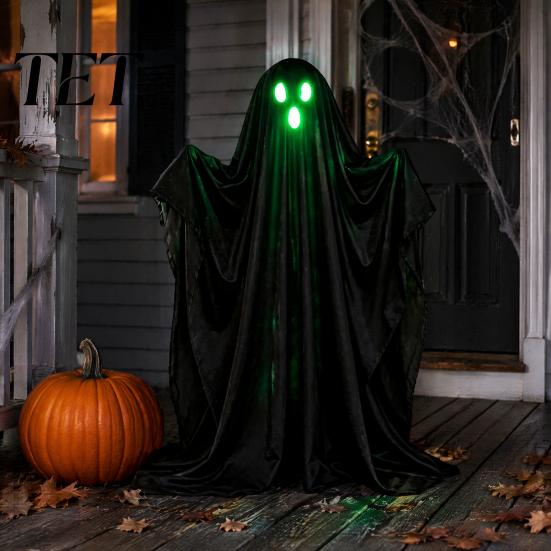 Lighted Hanging Ghost Halloween Light Up Decoration, Spooky with String Light, Figurine for Yard Standing Black Outdoor Garden Lawn Porch Decor Front