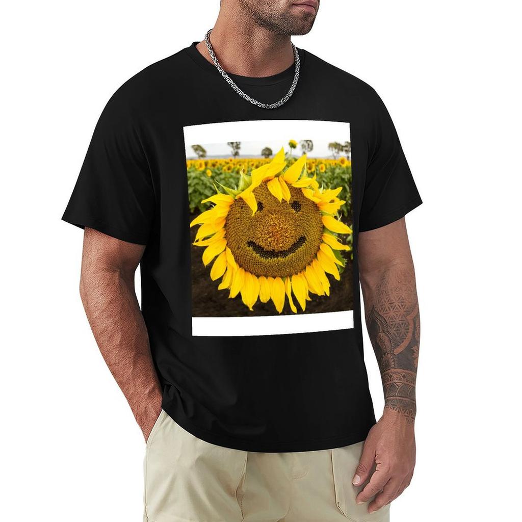 Sunflower Face TShirt Thanksgiving Casual Tee