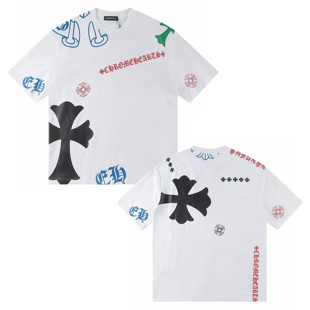 W363 CHROME HEARTS 2025 Summer New High Quality Cotton Round Neck Loose Large Size Men's and Women's T-shirt Couple T-shirt