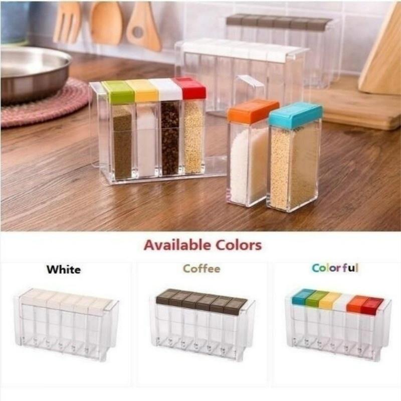 Кухонные прозрачные пластиковые банки для приготовления приправ, стеллаж для хранения соли, сахара, специй, наборы футляров для горшков