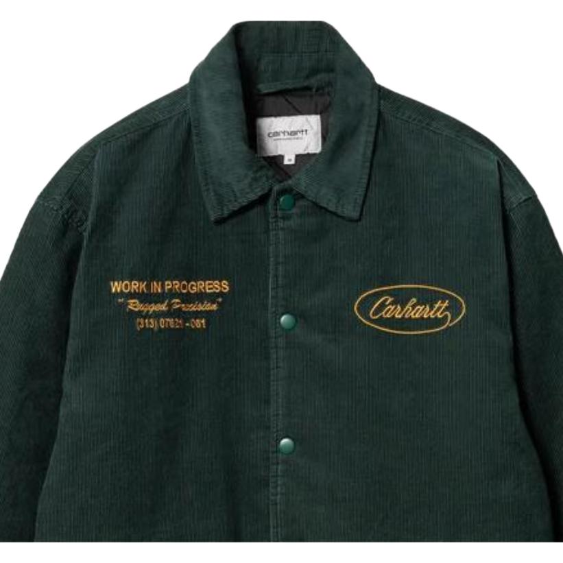 Carhartt WIP Куртка Letterman Осень-Зима 23 с вышитым воротником-буквой, однобортная, свободного кроя, унисекс, цвет Exploration-Green, I032436-1SG-XX
