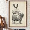 Retro Farm Poultry Cow Pig Chicken Poster Prints, French Country Farmhouse Canvas Painting, Vintage Wall Art Picture Decor