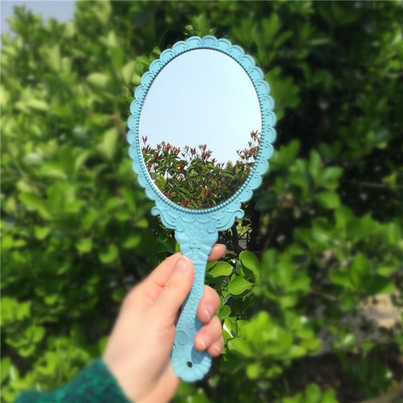 Винтажное резное ручное косметическое зеркало для макияжа, ручное зеркало с ручкой, косметическое компактное зеркало