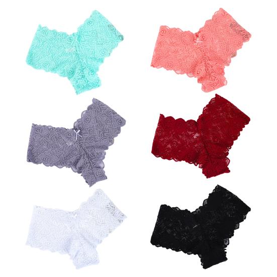 Women's Sexy Lace Panties Cheeky V Waist Hipster Bikini Underwear Floral Lace Low Waist Boyshorts Briefs