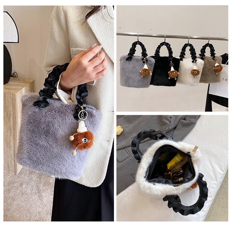 IELGY Женская пушистая сумка-ведро, пушистая ручная сумка через плечо