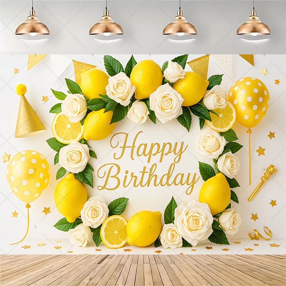 Lemon Pattern Backdrop Birthday Party Decoration Background Mediterranean Scenery Photography Backdrop Banner Supplies Props1722