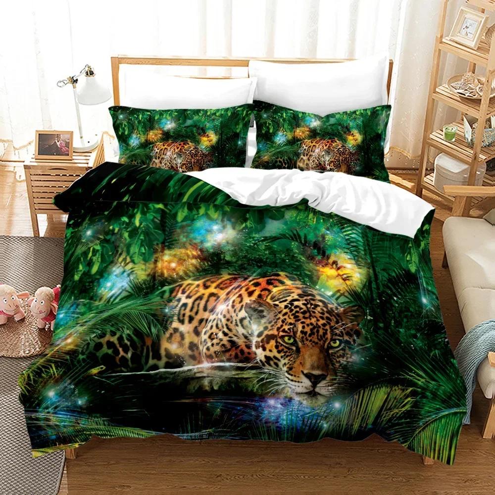 Leopard Black Panther Comfortable Duvet Quilt Cover Pillowcase Bedding Set Children Bedroom Decoration Home Textile