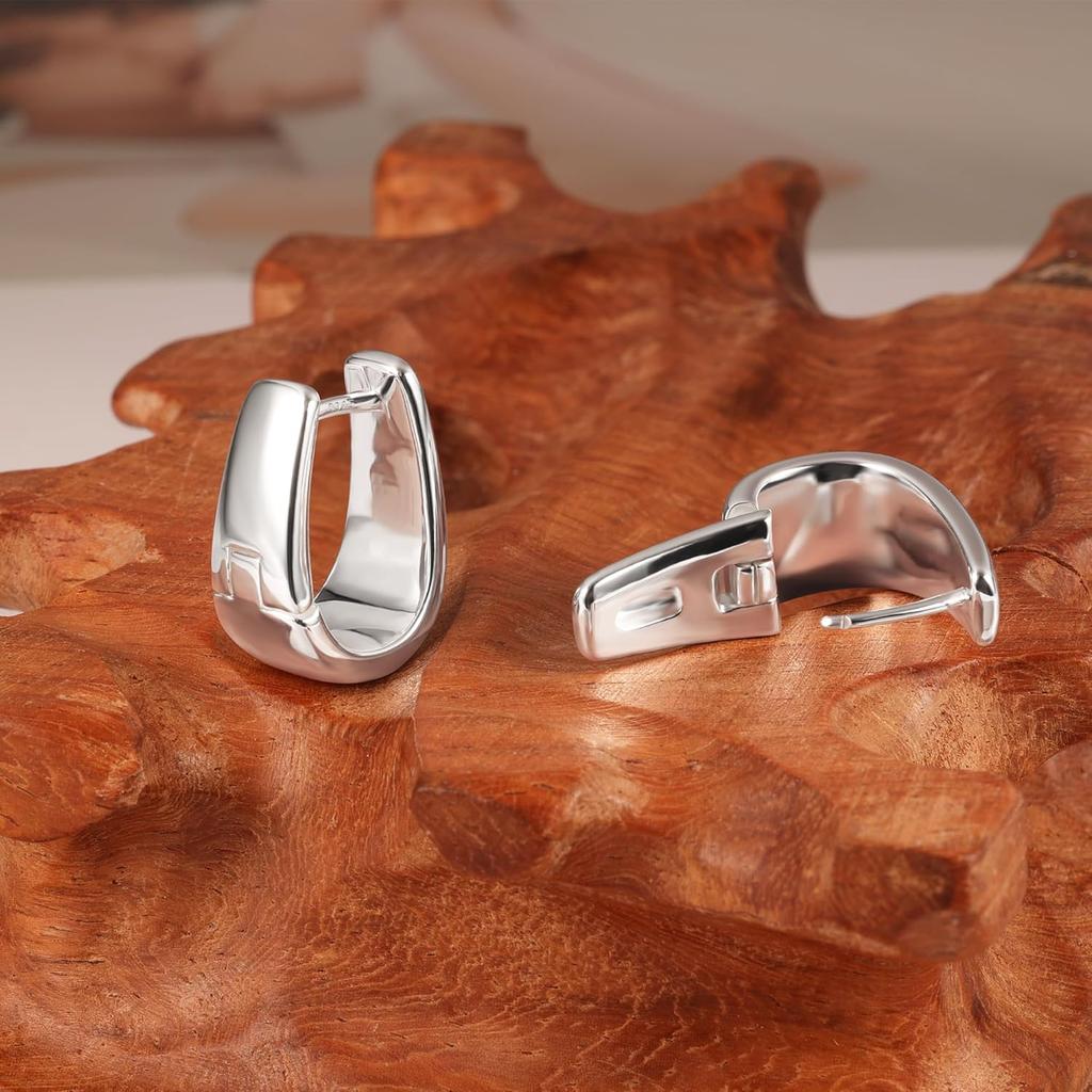 Silver Earrings Small Chunky Silver Hoop Earrings for Women Gold Earrings | 14K Gold Plated Small Hoop Earrings Silver Hypoallergenic Earrings Small