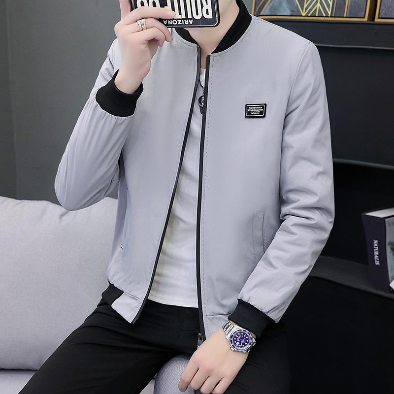 Jacket Men's Spring Baseball Collar Jacket Men's Commuting Simple Jacket Windproof Men's Trendy Youth Baseball Uniform