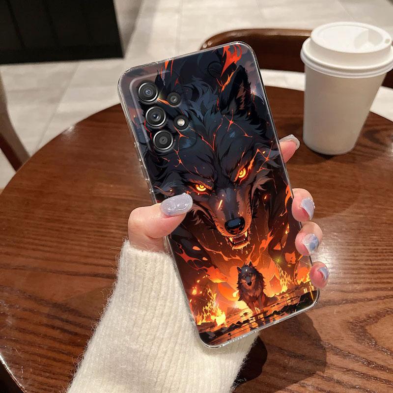 Wolf Lion Tiger Animal Clear Phone Case For Samsung Galaxy A56 A57 A37 5G A55 A54 A36 A35 A26 A25 A16 A17 A07 A52 A34 A21s Cover