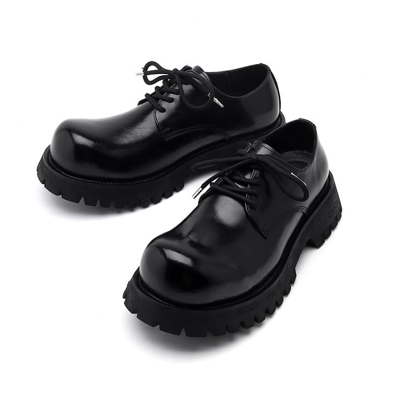 Кожаные туфли мужские осенне-зимние молодежные повседневные туфли дерби в британском стиле на платформе черные ботинки Martin 1098-R