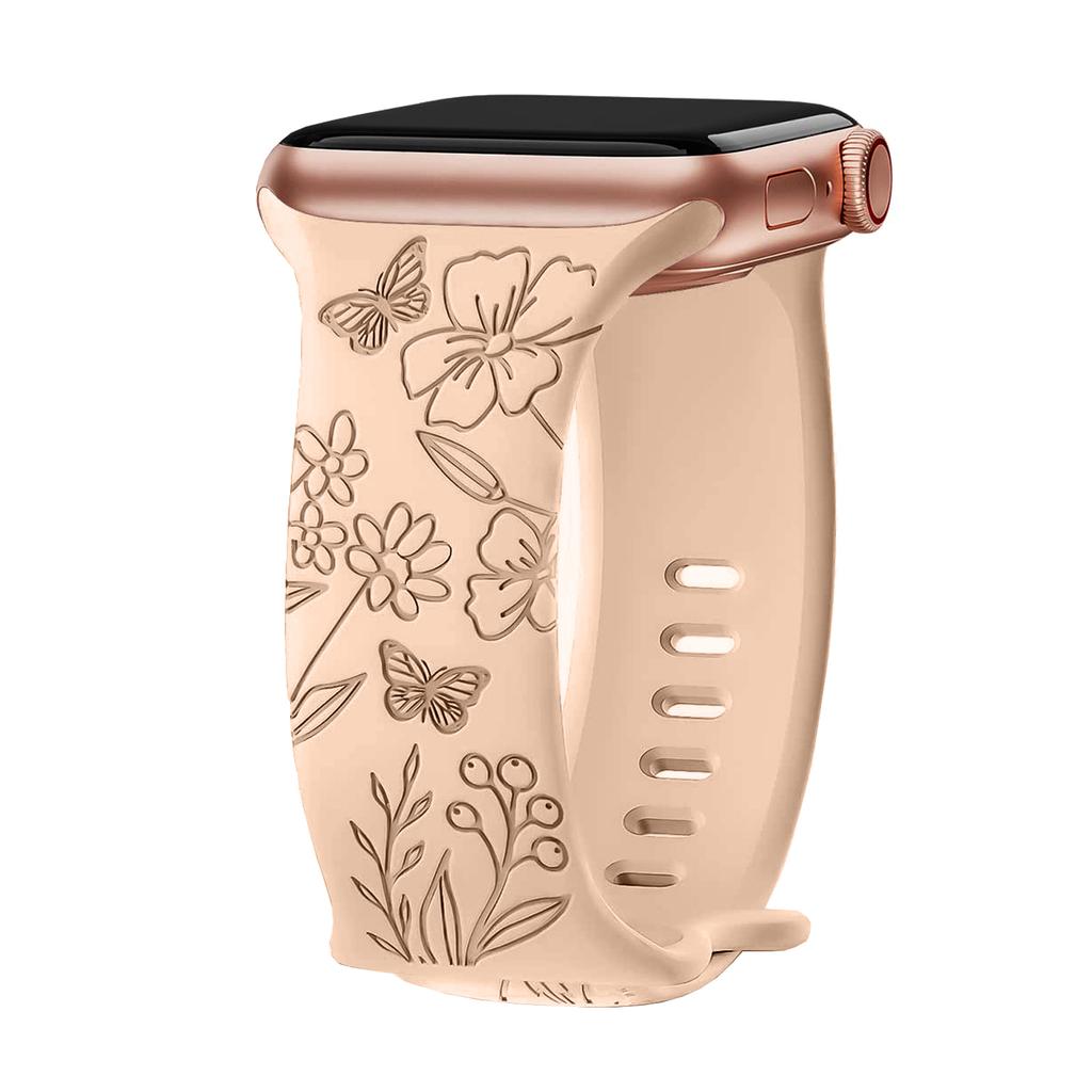 Ремешок для Apple Watch Band 44 мм 40 мм 41 мм 42 45 мм 49 мм 46 мм Браслет с цветочным узором correa iwatch series 10 9 SE 8 Ultra 2 3 11