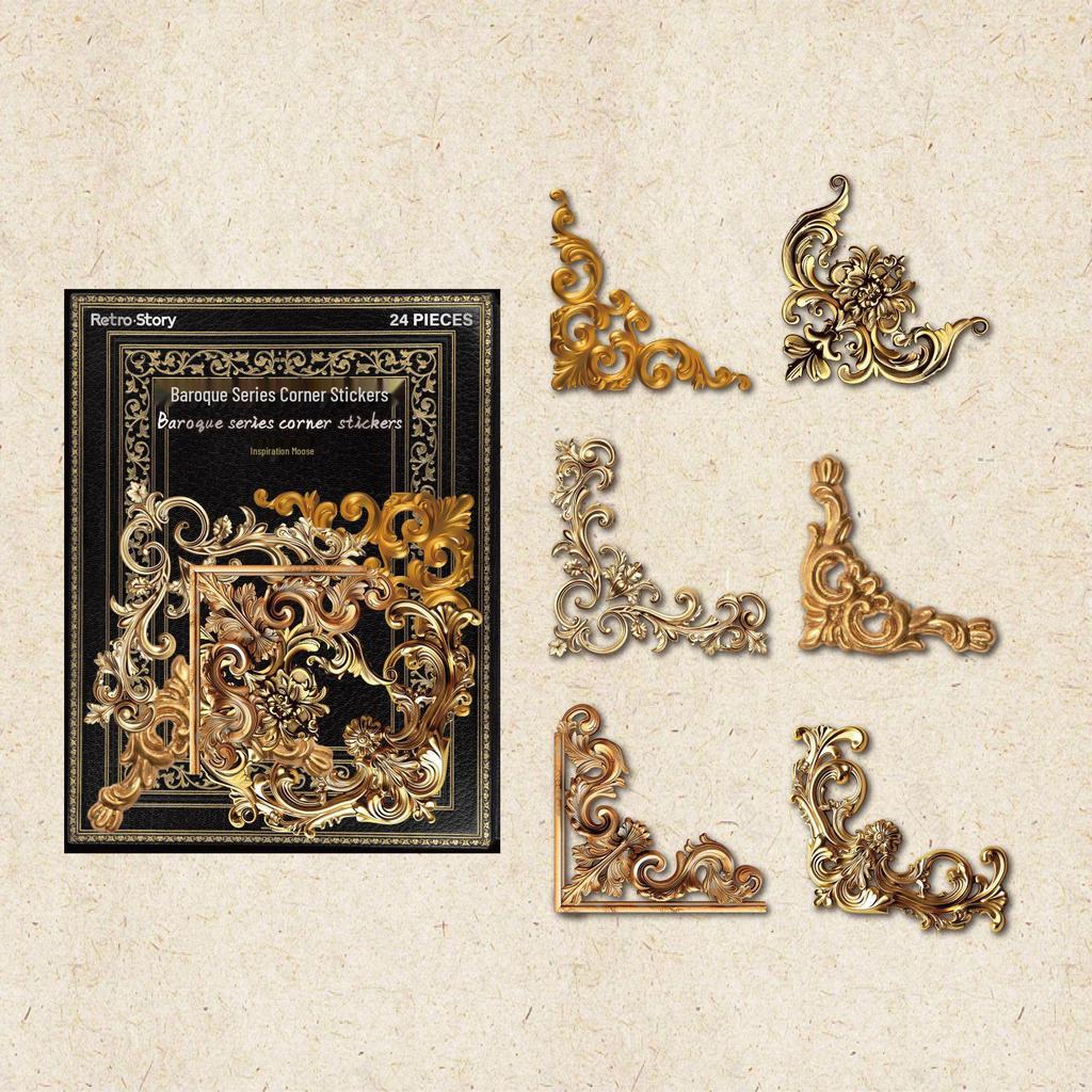 Retro Courtyard Rose Corner Stickers: Flower Journal DIY Decor Set
