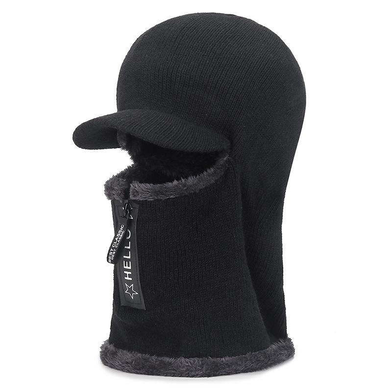 Winter Thickened Warm Knitted Beanies Hat Neckercheif For Men Women New Solid Windproof Ear Protection Caps Scarf Skullies Cap
