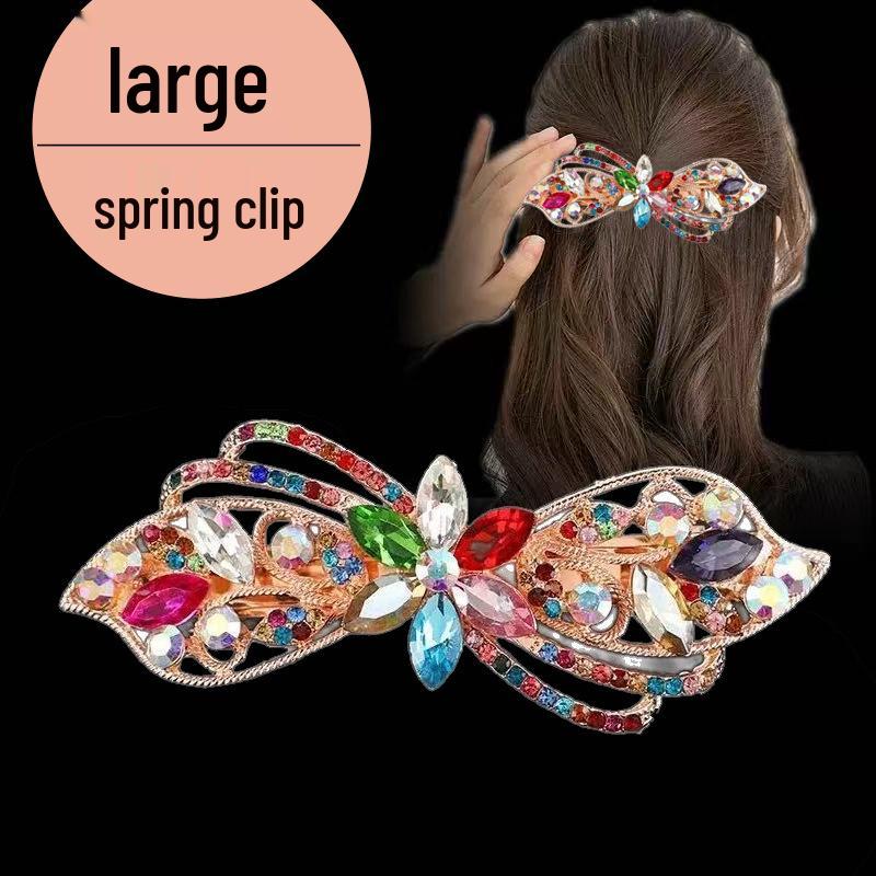 Универсальная заколка для волос в виде цветка со стразами: Элегантная заколка-пружина для хвостика из сплава для женщин