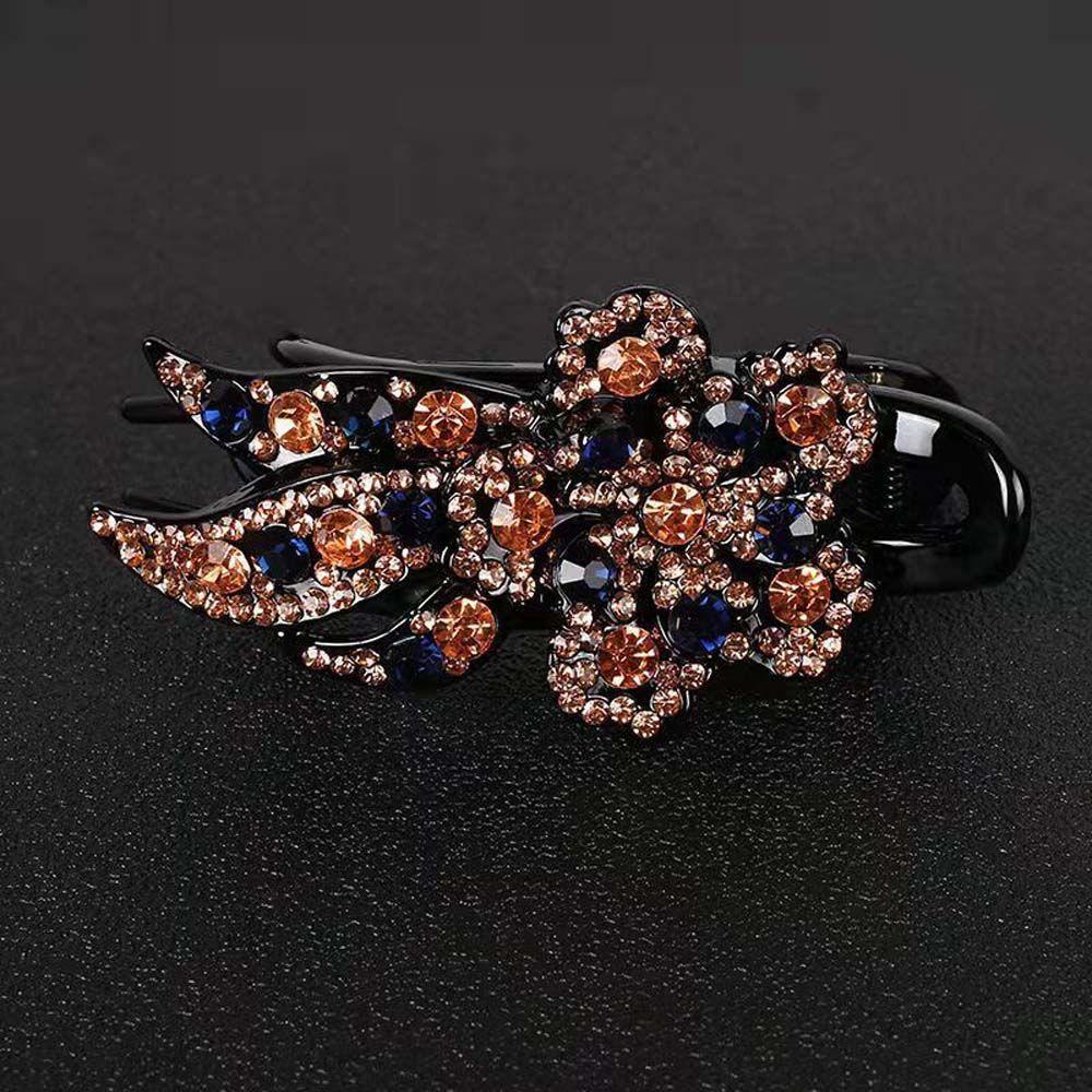 Заколка для волос в стиле ретро с цветком и кристаллами и стразами, женская заколка для волос, зажимы в виде утконоса, заколка для волос в корейском стиле