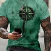 Men's T-shirt 3d Vintage Compass Pattern 3d Print T-shirts Men Women Fashion T Shirt Hip Hop Tops Tees Outdoors Clothes Male