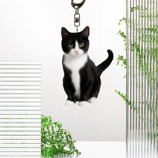 Акриловые брелки для ключей в виде кота, подвеска на зеркало заднего вида автомобиля, автомобильная сумка, кольца, подвеска, украшение для ключей в виде кота для салона автомобиля, аксессуары