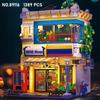 Креативный набор строительных блоков «Архитектура уличного вида города», магазин у дома, городской пейзаж, строительные кирпичики, игрушки со светом