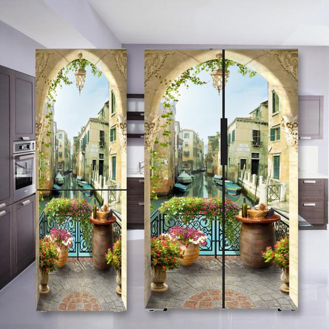 Наклейка на холодильник с кофе, дверная крышка, ПВХ, обои на холодильник, виниловая самоклеящаяся съемная наклейка на стену для замораживания, домашний декор