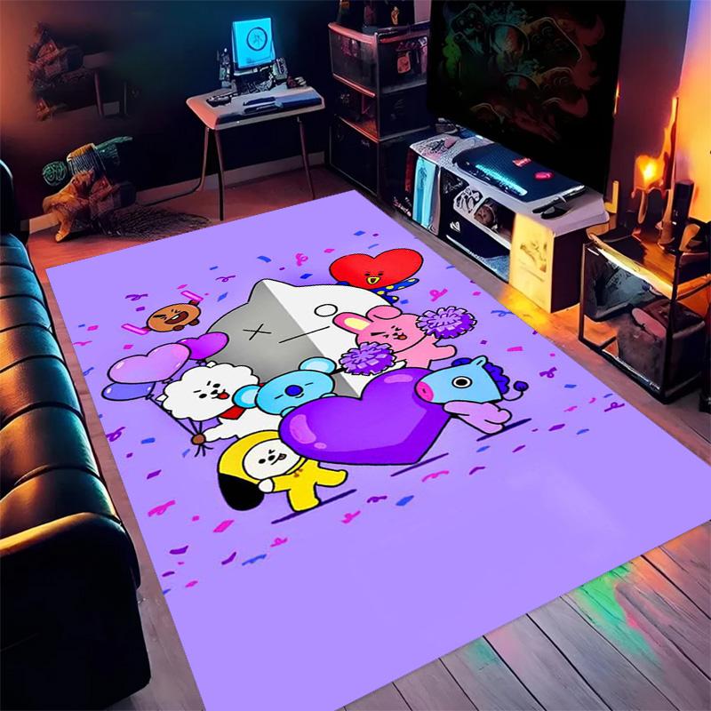 Colorful BT21 Characters Celebration carpet Living room and bedroom mats printing Office chair cushion Dormitory decoration Fashion