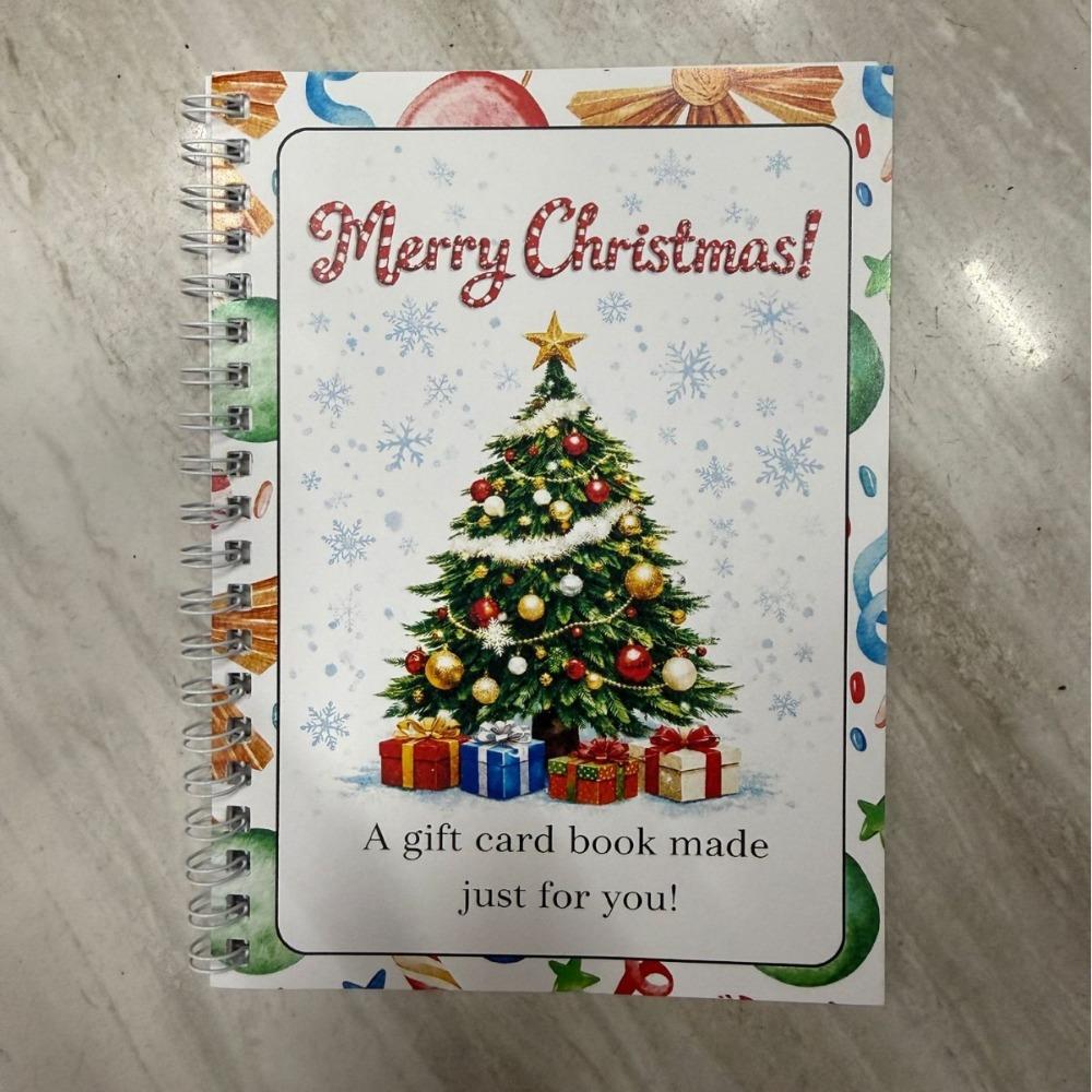 Spiral Bound Christmas Gift Card Book Multi-Page Hard Cover Holiday Gift Card Organizer Watercolor Style Surprises on Every Page