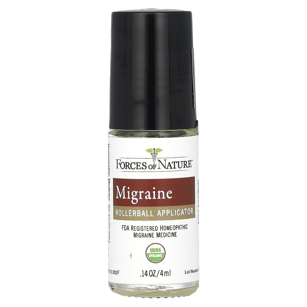 Forces of Nature Migraine Roll-On, Organic Botanical Medicine, 0.14 Fl Oz (4 Ml)