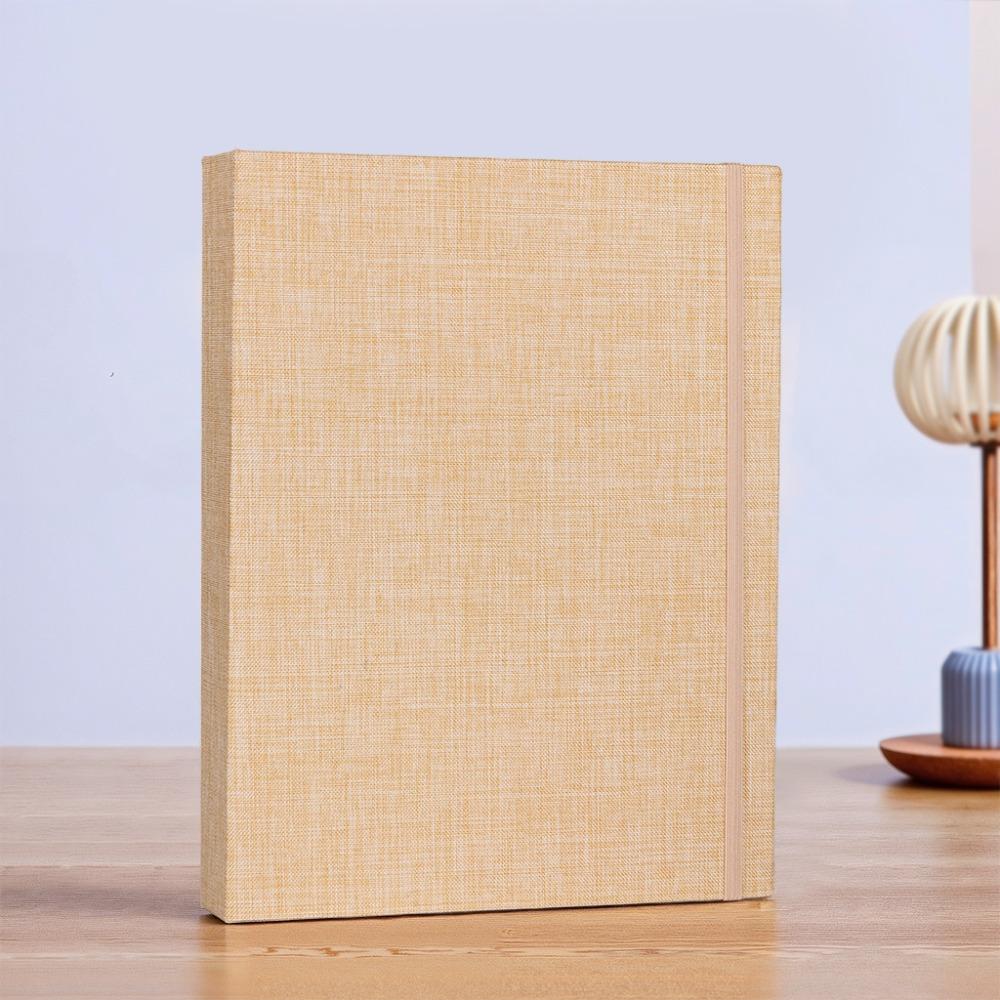 Slip-In Pages Photo Album Elastic Band Closure Linen Album Elegant Memory Album Baby Growth