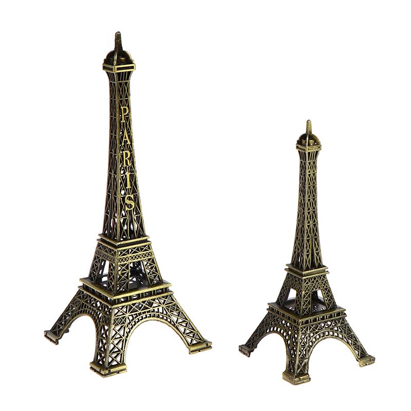 Retro Paris Eiffel Tower Model Home Desk Bronze Metal Statue Figurine Decor