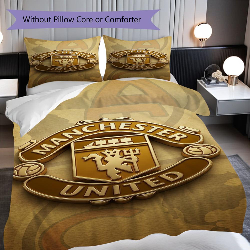 Glory Manchesters Emblematic Pride Three-piece set (1 * duvet cover + 2 * pillowcase, without core) 2D Flat Christmas birthday gift