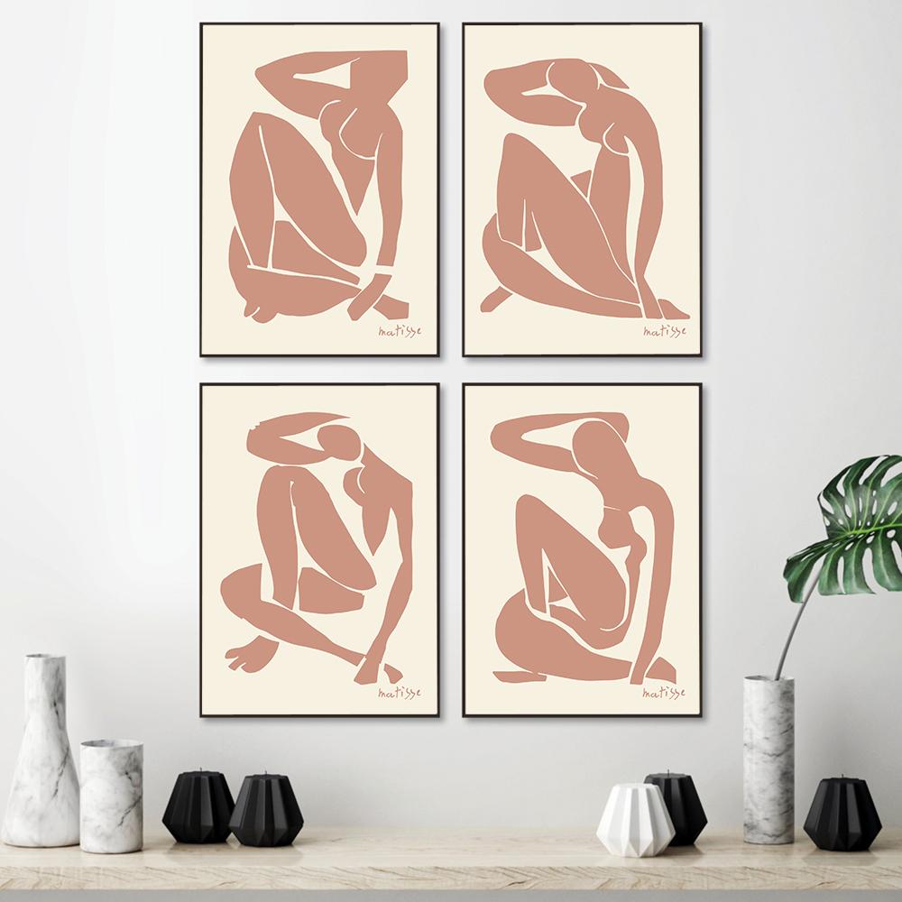 Henri Matisse Pink Blue Nude Posters Vintage Wall Art Canvas Painting Abstract Sexy Body Print Pictures For Living Room Decor