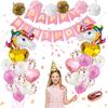Unicorn Theme Party Decoration Balloon Paper Flower Ball Set Unicorn Balloon Fishtail Flag Birthday Party Decoration