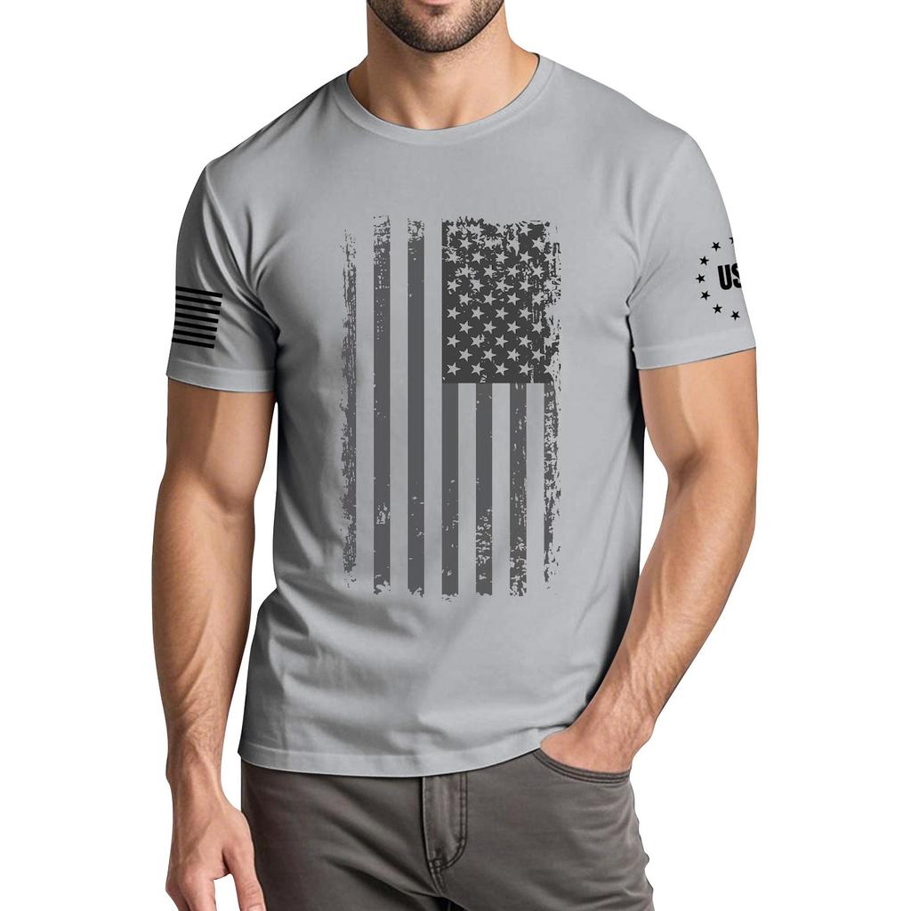 Мужская модная повседневная футболка с круглым вырезом и коротким рукавом с принтом «День независимости»