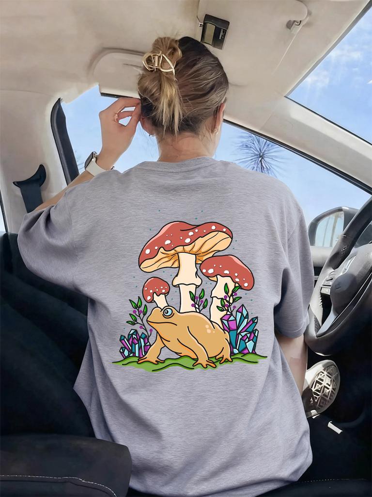 Mushroom And Toad Printing TShirts Women Basics Loose Short Sleeve Tops Comfortable Soft T Shirts Summer ONeck Womans Clothes