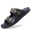 Fashion Summer Flat Slippers Non-Slip Men's Quick Dry Slippers Man Leather Sandals Beach Shoes Non-slip  Open-toe Leather Half Drag