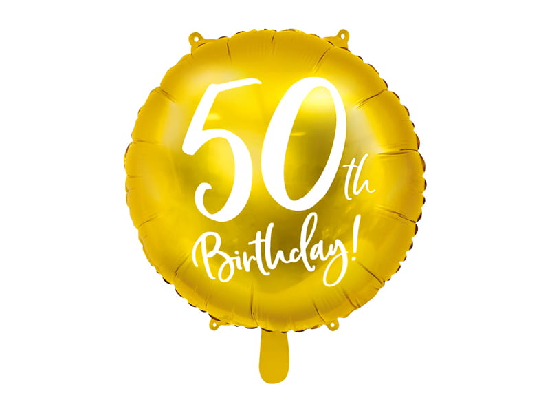 50th Birthday Foil Balloon Gold 45cm