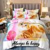Cute Kitten Bed Cover Full Set For Girls, Single Bedding Set, Microfiber Quilt Cover With Pillowcases, Cute Little Kitten, 135x2