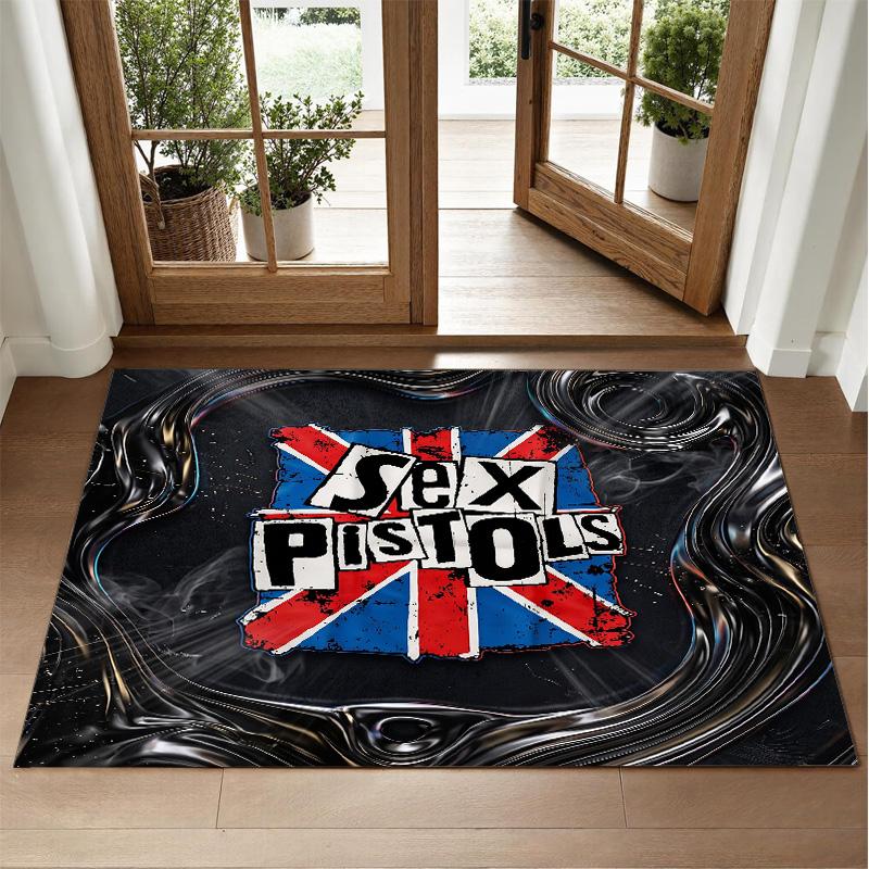Sex Pistols Design Crystal Velvet Rug Soft Decorative Mat for Bedroom Entrance