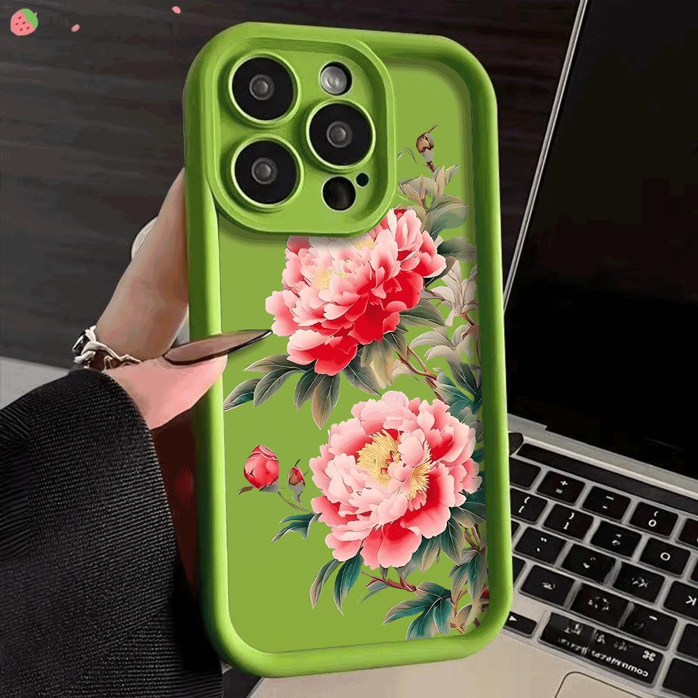 Ретро пион Защитный чехол для телефона Для iPhone 16 15 Pro Max 14 13 12 11 X XS 15 14 Plus 12 13 Mini Ударопрочный Модный мягкий Чехол