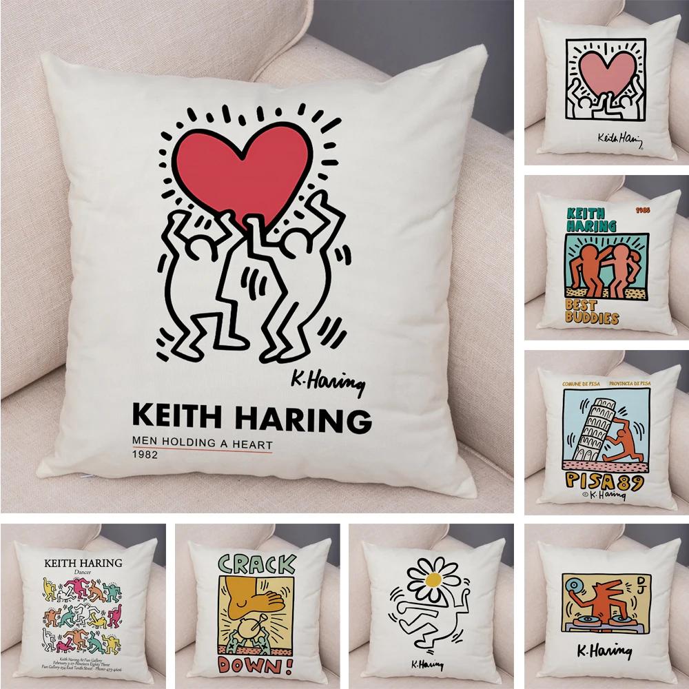 Nordic Style Plush Throw Pillow Case Abstract Keith Artwork Cushion Cover for Sofa Home Car Decor Geometric Art Print Pillowcase